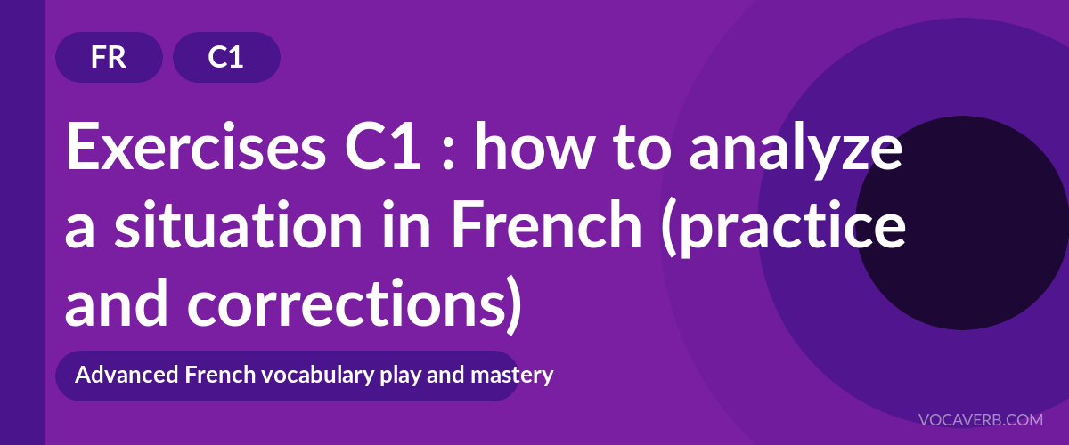 Exercises C1 : how to analyze a situation in French (practice and corrections) [C1]
