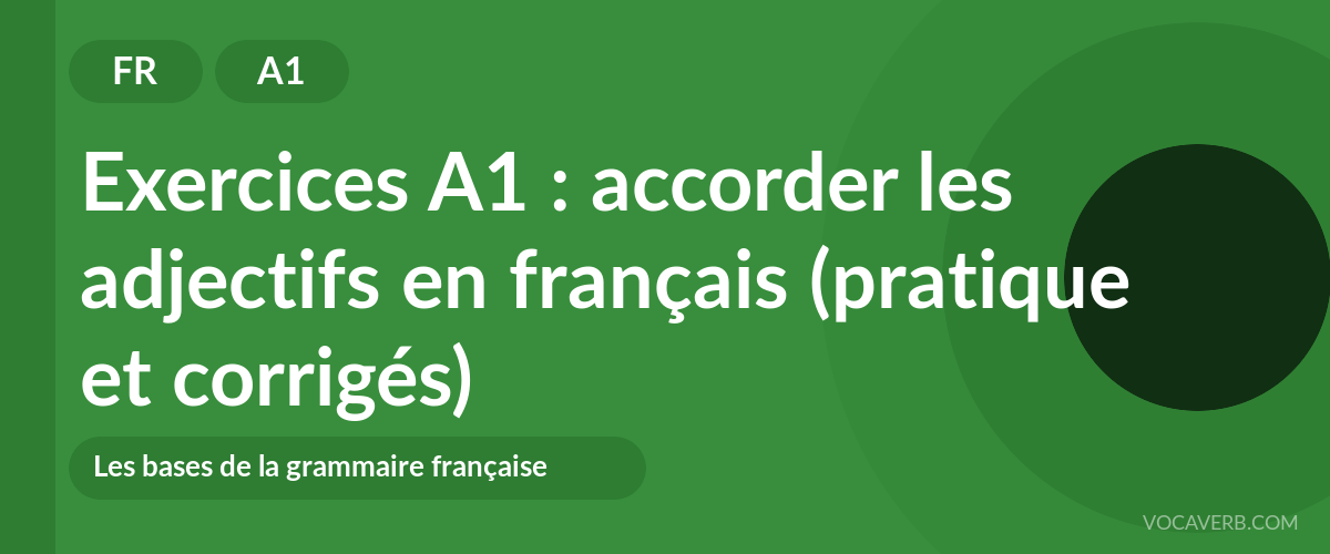 Exercices A1 : accorder les adjectifs en français (pratique et corrigés) [A1]