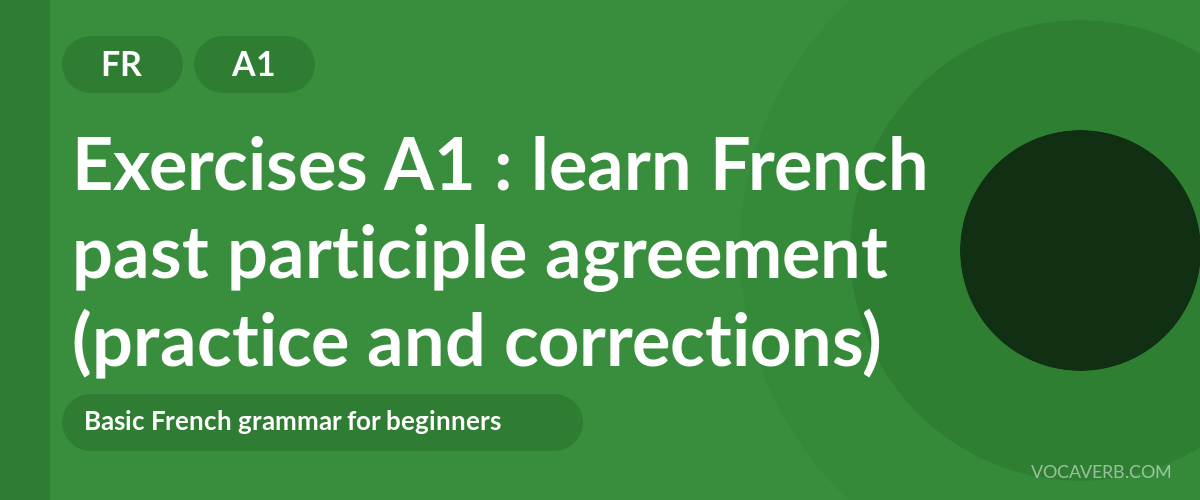 Exercises A1 : learn French past participle agreement (practice and corrections) [A1]
