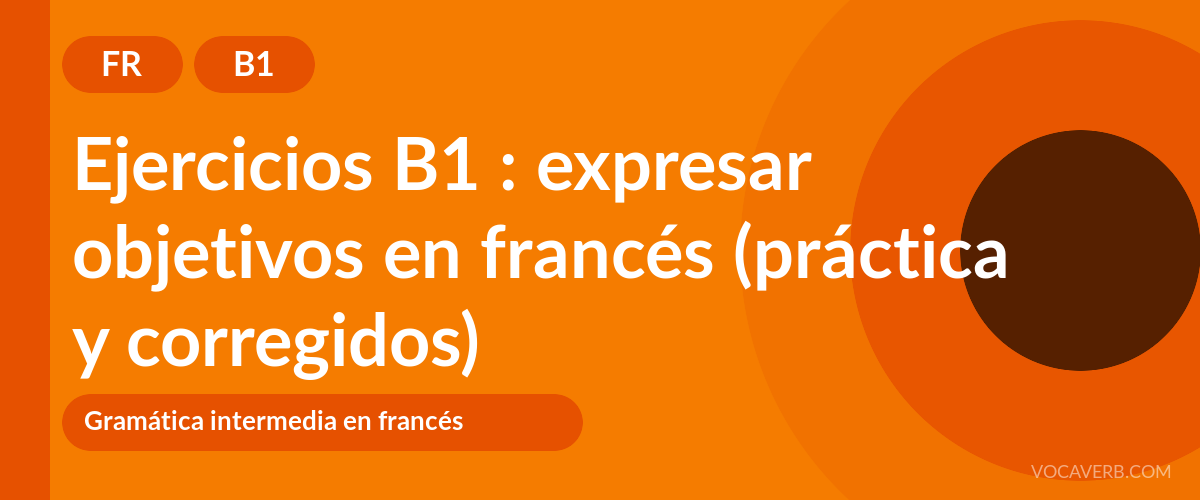 Ejercicios B1 : expresar objetivos en francés (práctica y corregidos) [B1]