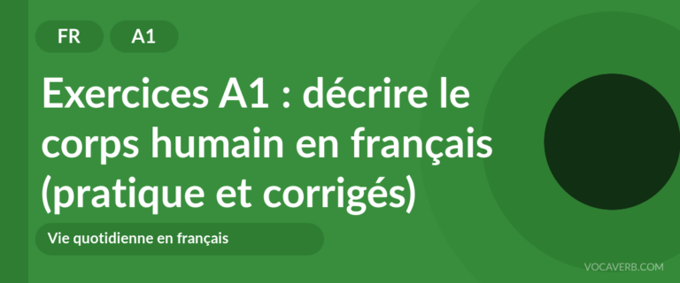 Exercices A1 : décrire le corps humain en français (pratique et corrigés) [A1]