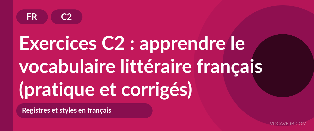 Exercices C2 : apprendre le vocabulaire littéraire français (pratique et corrigés) [C2]