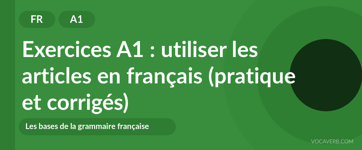 Exercices A1 : utiliser les articles en français (pratique et corrigés) [A1]