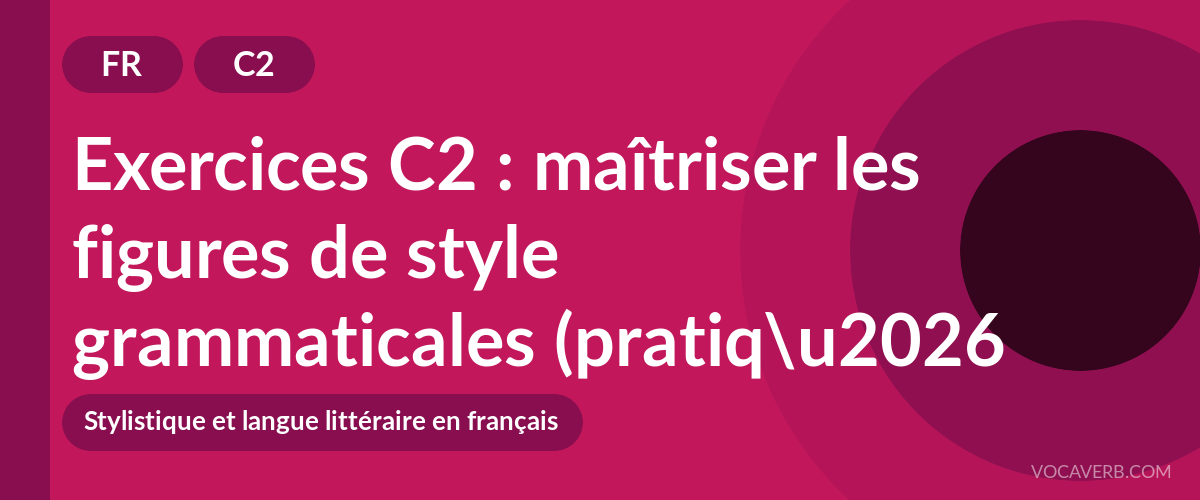 Exercices C2 : maîtriser les figures de style grammaticales (pratique et corrigés) [C2]