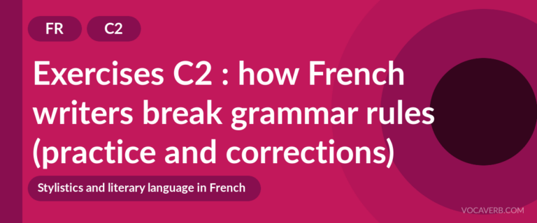 Exercises C2 : how French writers break grammar rules (practice and corrections) [C2]