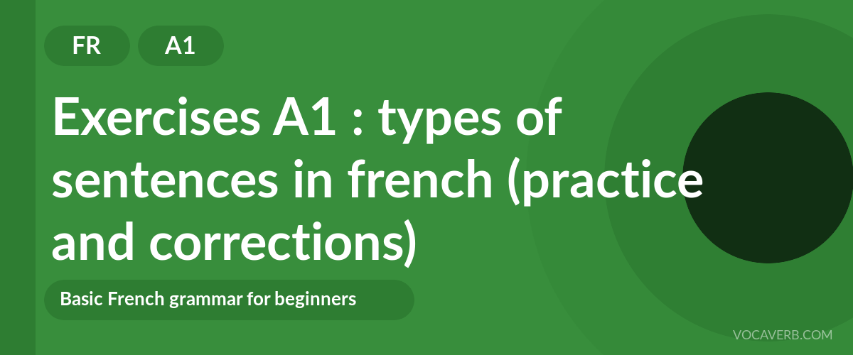 Exercises A1 : types of sentences in french (practice and corrections) [A1]